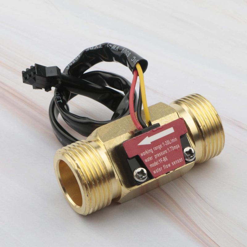 [Australia - AusPower] - 1Pcs G3/4" Hall Effect Liquid Water Flow Sensor Brass Switch Flowmeter Counter Meter DC 5V 1-30L/min 