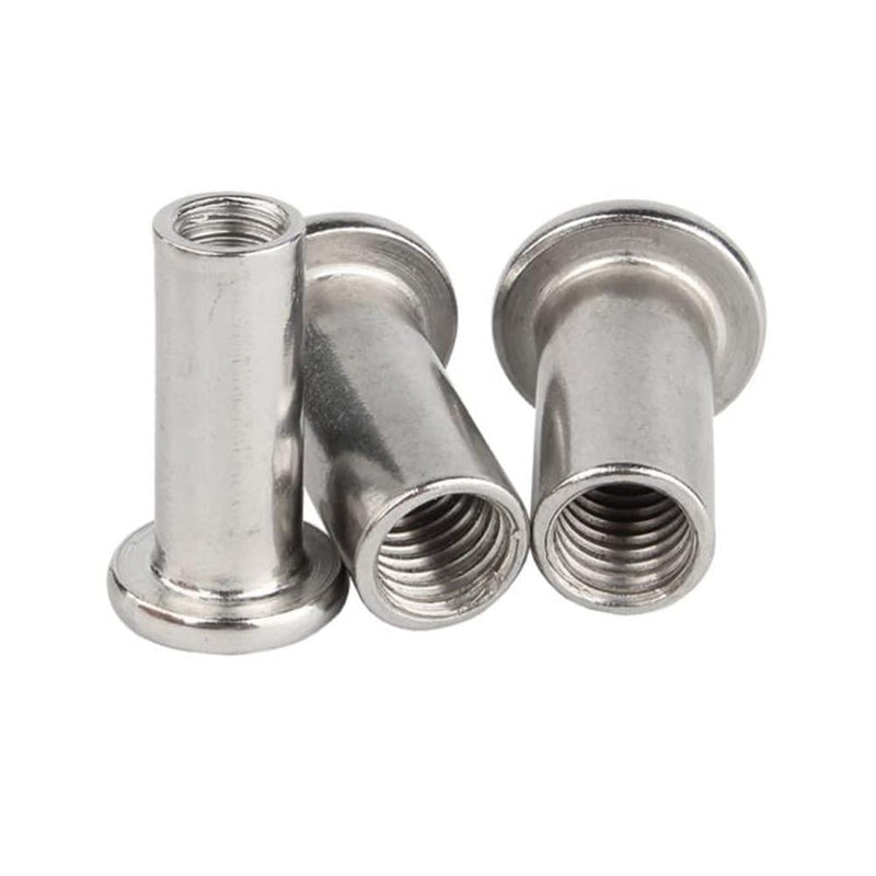 [Australia - AusPower] - 5 Pcs M6 x 12mm Hex Socket Screw Rivet Insert Nut 304 Stainless Steel Flat Head Barrel Nuts Internal Thread Cylindrical Nut Rivnut Locking Screws or Bolts Silver M6x12mm 