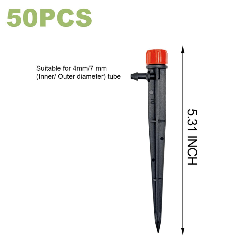 [Australia - AusPower] - 50pcs Drip Irrigation Emitters,Drip Irrigation Parts for 1/4" Drip Irrigation Tubing - Adjustable 360 Degree Water Flow Drippers, Garden Drip Irrigation Drippers for (4-7mm) Watering System 