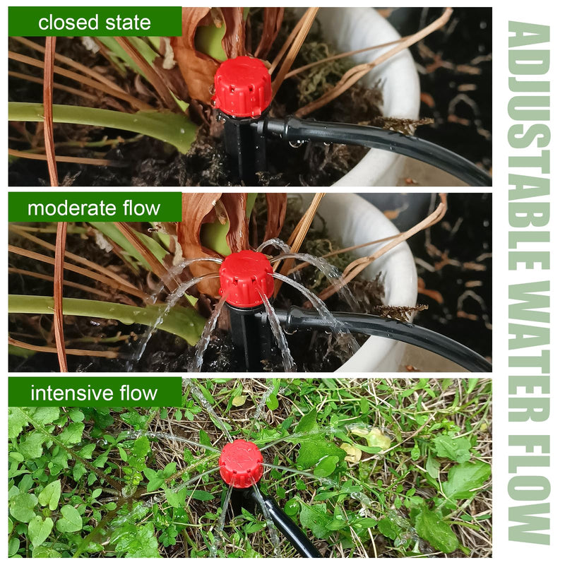 [Australia - AusPower] - 50pcs Drip Irrigation Emitters,Drip Irrigation Parts for 1/4" Drip Irrigation Tubing - Adjustable 360 Degree Water Flow Drippers, Garden Drip Irrigation Drippers for (4-7mm) Watering System 