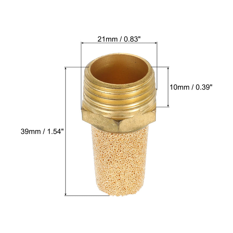 [Australia - AusPower] - QUARKZMAN Pneumatic Silencer 1/2 Inch NPT Male Long Exhaust Silencer Solenoid Valve Brass Silencer Noise Silent Air Cylinder Accessories for Valve Set of 2 