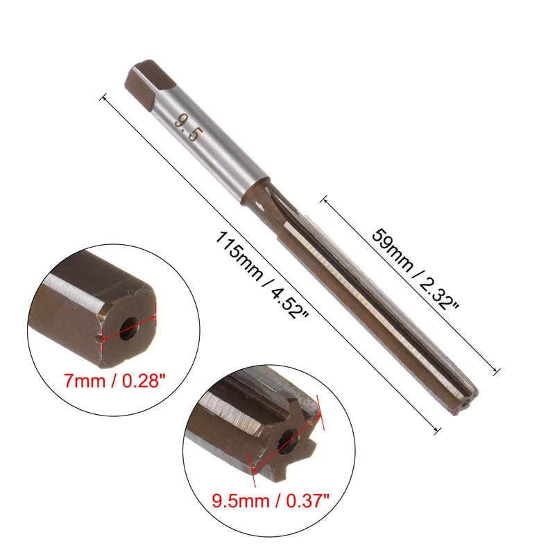 [Australia - AusPower] - QUARKZMAN Hand Reamer 9.5mm Alloy Tool Steel H8 6 Straight Flute Hand Router Bit Metric Reamer Drill Bit for Metal 