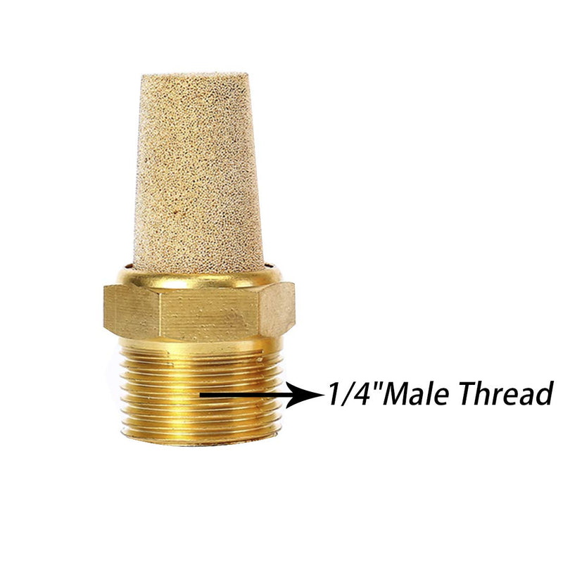 [Australia - AusPower] - Quickun Air Pneumatic Mufflers, 1/4" Male Thread Sintered Bronze Exhaust Muffler Silencer (Pack of 10) 1/4" Male (10Pcs) 