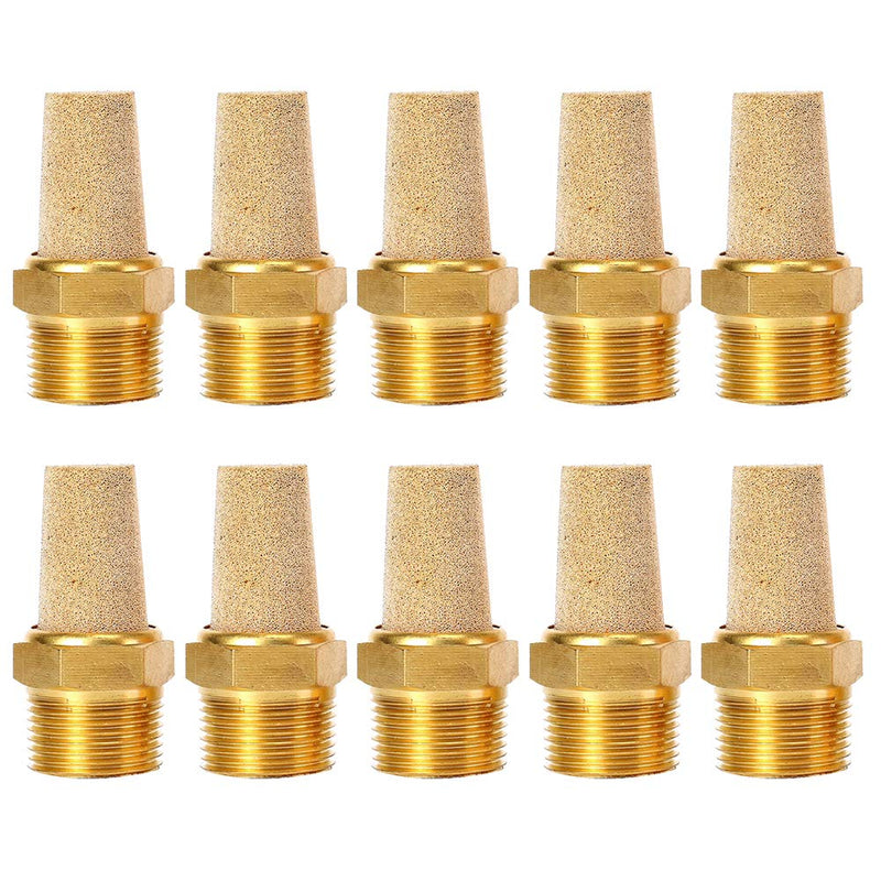 [Australia - AusPower] - Quickun Air Pneumatic Mufflers, 1/4" Male Thread Sintered Bronze Exhaust Muffler Silencer (Pack of 10) 1/4" Male (10Pcs) 