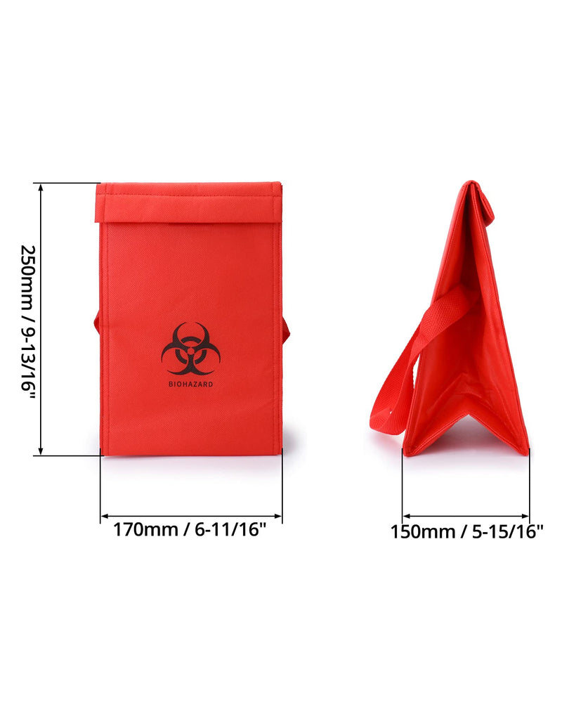 [Australia - AusPower] - QWORK Medical Insulated Biohazard Cooler Bag, 2 Pack Medical Specimen Transport Bag, Bio Transport Bag, 6.75" x 10" x 5.75", Red 