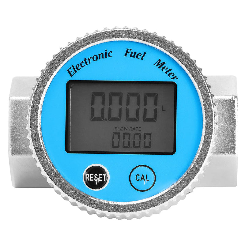 [Australia - AusPower] - QWORK High-Accuracy Digital Turbine Flow Meter, 2.37-26.4min for Water, Diesel, Kerosene, Gasoline, NPT Connection, ±1% Precision, 6RAR Max Pressure 