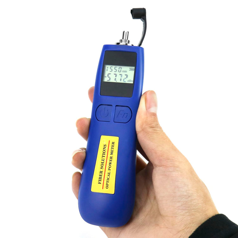 [Australia - AusPower] - QWORK 2 Pack Optical Power Meter, -70~+10 dBm, with Universal 2.5mm Interface, Fiber Light Meter for Testing 6 Calibration wavelengths,Blue 