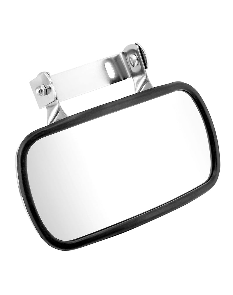 [Australia - AusPower] - QWORK Stainless Steel Convex Mirror, Over Door Rectangular U-Bracket Rearview Mirror for Tractors, Forklifts, Trucks 1 Pack 
