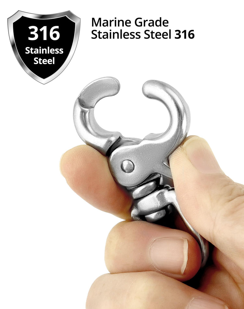 [Australia - AusPower] - QWORK Swivel Trigger Snap Hook, 4 Pack 2.56" Marine Grade Stainless Steel 316 Swivel Trigger Clip Hook, 130 Lbs Capacity, for Cages, Dog Leash, Flag Pole, Bag, Key Ring 