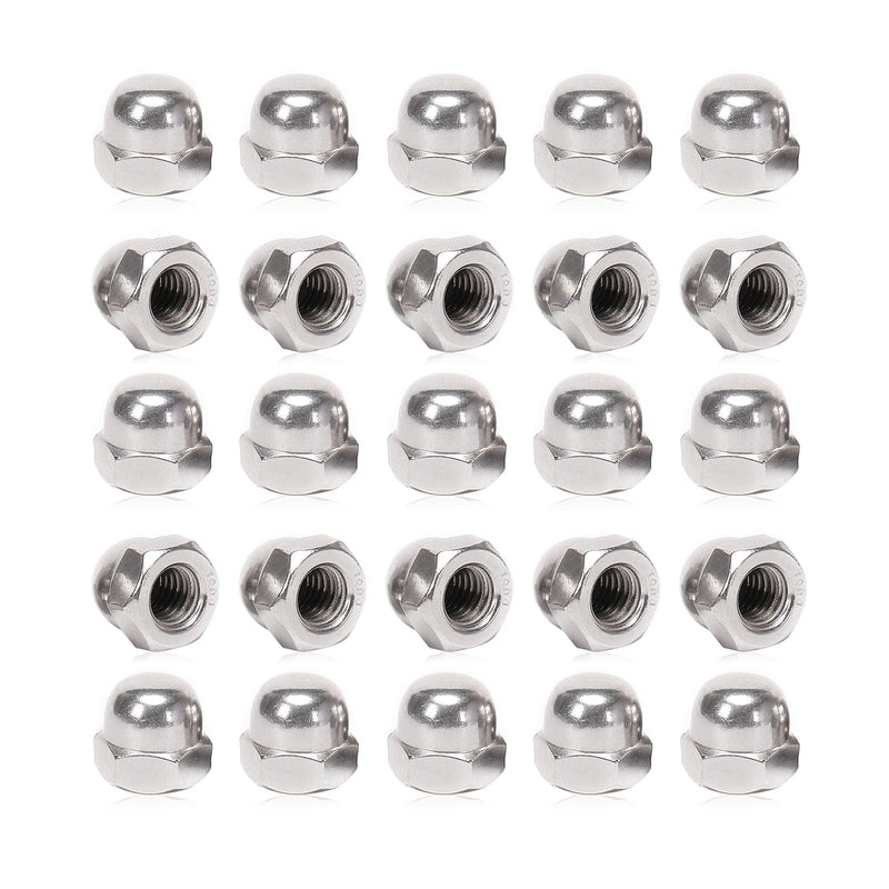 [Australia - AusPower] - 25 Pieces 3/8-16 Acorn Hex Cap Dome Head Nuts, 304 Stainless Steel 18-8, Bright Finish 