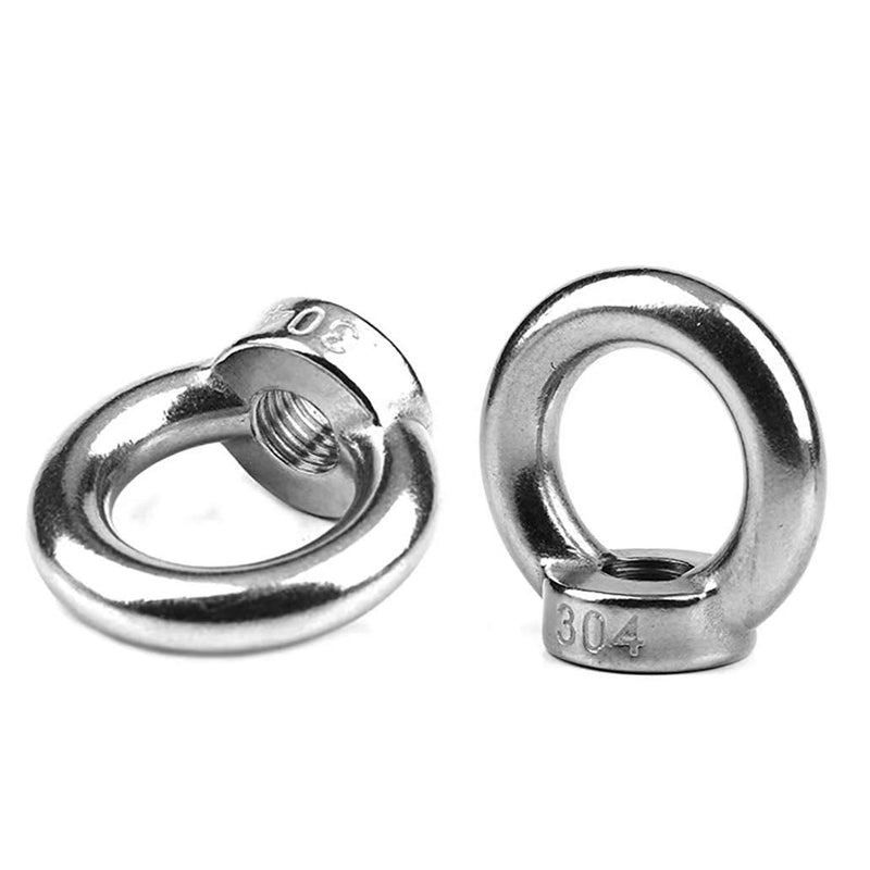 [Australia - AusPower] - Lifting Eye Nut M8-1.25mm Pitch Female Thread 304 Stainless Steel Round Shape for Rope Fitting Pack of 5 M8,5-Pack 