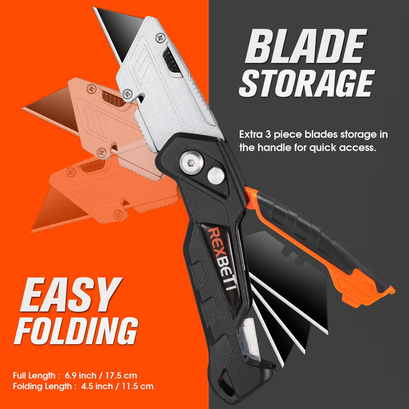 [Australia - AusPower] - REXBETI 2-Pack Utility Knife, SK5 Heavy Duty Retractable Box Cutter for Cartons, Cardboard and Boxes, Blade Storage Design, Extra 10 Blades Included（Total 18 Blades） 2 pack 