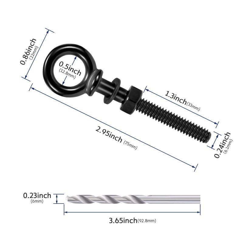 [Australia - AusPower] - 5 Pack Eye Bolt, 1/4” x 3" T316 Stainless Steel Eyebolts, Heavy Duty Shoulder Lifting Ring Threaded Eyebolts with Nuts and Washers HF038B 1/4"×3" 5 Pack 