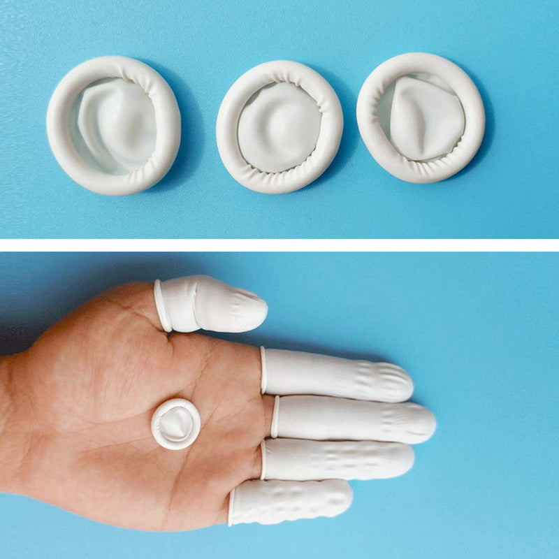 [Australia - AusPower] - Finger Cot, Medium Finger Protectors Latex Anti-Static Finger Covers, Finger Tip Protect Keeping Dressing Dry and Clean Disposable Finger Gloves White(approxi 135pcs) 100g 