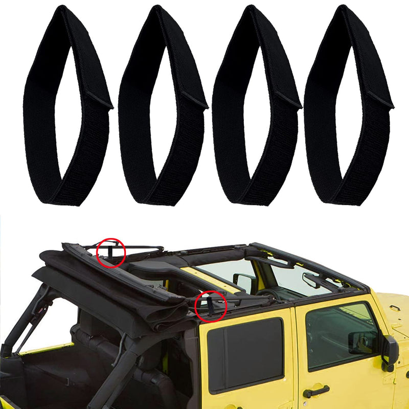 [Australia - AusPower] - Soft Top Straps,Back Window Straps for Jeep Wrangler JK,Soft Top Tie Down Straps for Jeep,Heavy Duty Rear Window Straps,Black,(Pack of 4) Black 