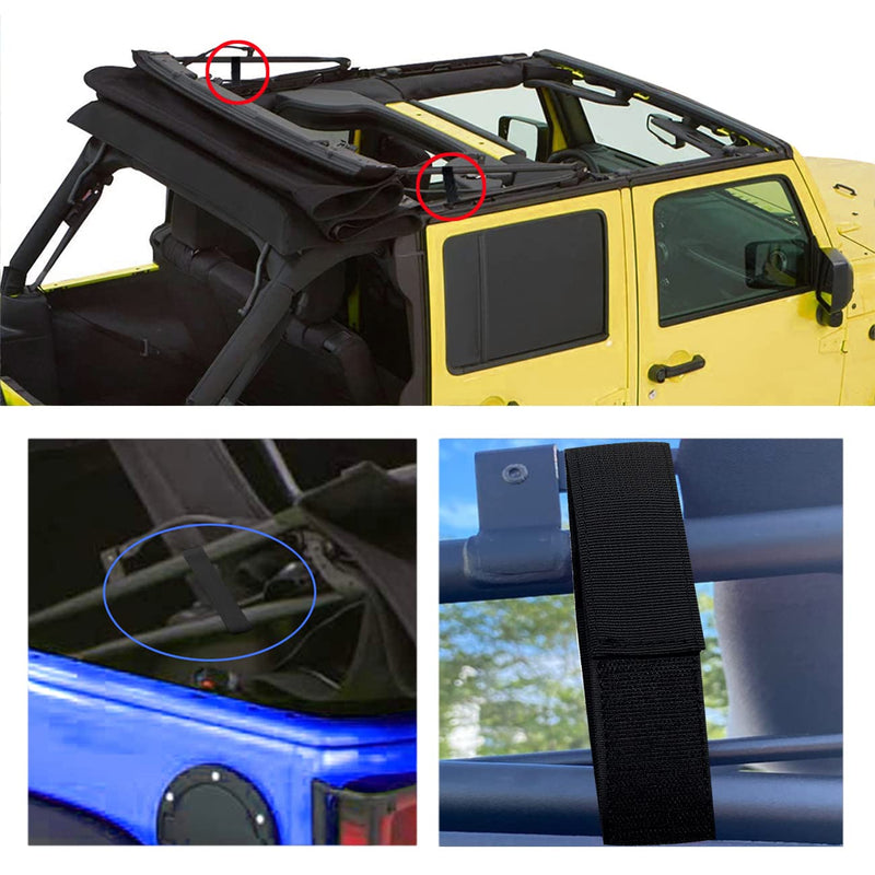 [Australia - AusPower] - Soft Top Straps,Back Window Straps for Jeep Wrangler JK,Soft Top Tie Down Straps for Jeep,Heavy Duty Rear Window Straps,Black,(Pack of 4) Black 