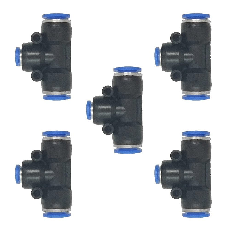 [Australia - AusPower] - zjxed 5 Pcs 3/8" x 1/4"x 3/8" Pneumatic T Shaped 3 Way Tube Reducer Connector,Quick Push to Connect Tee Fitting 3/8"-1/4"-3/8" Tee Union 