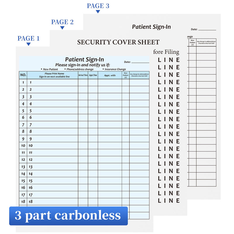 [Australia - AusPower] - 30Packs,Patient Sign in Sheets,HIPAA Compliant,Adhesive Peel-Off Patient Forms,NCR Carbonless 3 Part Forms,for Clinics,Medical Office and Healthcare Facilities (30) 30 