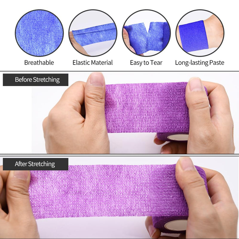 [Australia - AusPower] - 1"/2"/3"/4" Self Adhesive Bandage Wraps, 6pcs 5 Yard Breathable Elastic Wraps, 12 Colors to Choose, (2", Skin Color, 6pcs) 6pcs Skin Color 2 Inch 