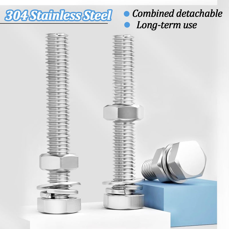 [Australia - AusPower] - 5/16-18x3" (8 Sets?Hex Head Stainless Steel Bolts and nuts 5/16 Flat washers 5/16 Nuts 5/16 Split Lock Washers 18-8(304) Full Thread 5/16-18x3" (8 Sets? 
