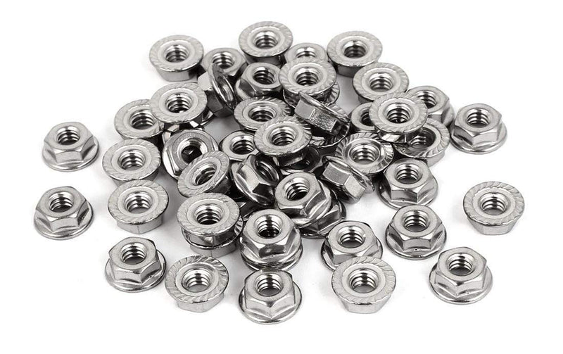 [Australia - AusPower] - Stainless Steel Serrated Hex Flange Nuts Locknuts 50 Pcs (M4) 