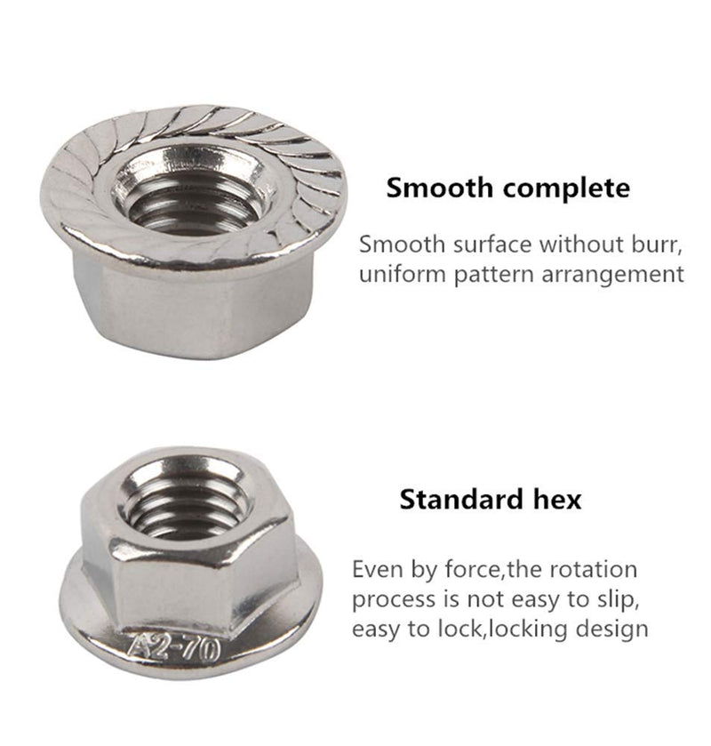 [Australia - AusPower] - Stainless Steel Serrated Hex Flange Nuts Locknuts 50 Pcs (M4) 