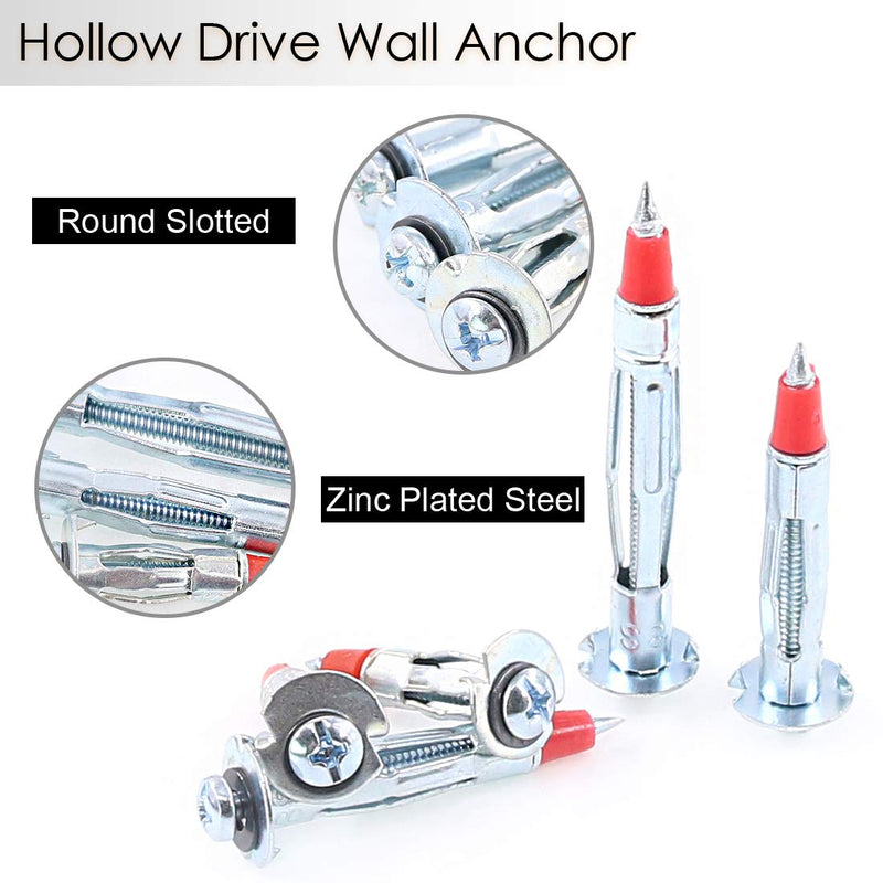 [Australia - AusPower] - 24Pcs 35/46/59mm Heavy Duty Zinc Plated Steel Long Molly Bolt Drive Fasteners Hollow Wall Drive Anchor Screws Assortment Kit for Drywalls Hanging Walls Paneling or Ceilings 