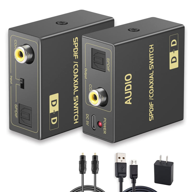 [Australia - AusPower] - Optical to Coaxial or Coaxial to Optical Digital Audio Converter, Bi-Directional Fiber and coaxial Converter/Repeater/Splitter, with 1 Optical Cable 