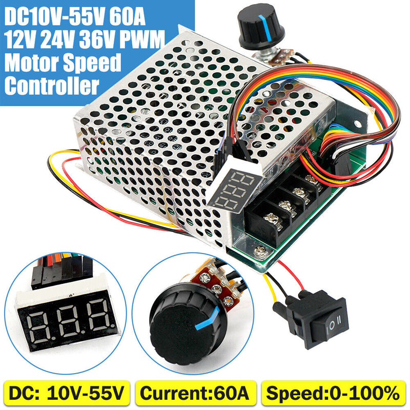 Speed Controller with Reverse, 60a Dc Motor Speed Controller, Forward and Reverse Speed Controller, Dc Motor Speed Controller Reverse Direction with Digital Display for Controlling Electric Motor