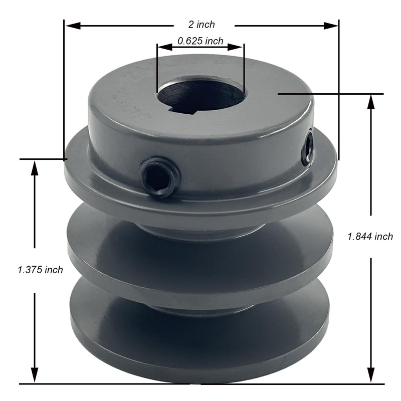 [Australia - AusPower] - 2AK20-5/8 Double Groove Fixed Bore V Belt Pulley,2 inch Outsid Dia,5/8 inch bore,Mechanical Pulleys Cast Iron for A AX 3L 4L V-Belts 