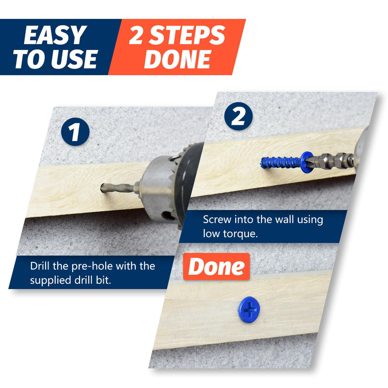 [Australia - AusPower] - 3/16" x 1-1/4" Concrete Screw Anchor, Blue Flat Head Screws for Anchoring to Masonry, Brick, Block, Cement or Stucco (Pack of 80) 3/16" x 1-1/4" 
