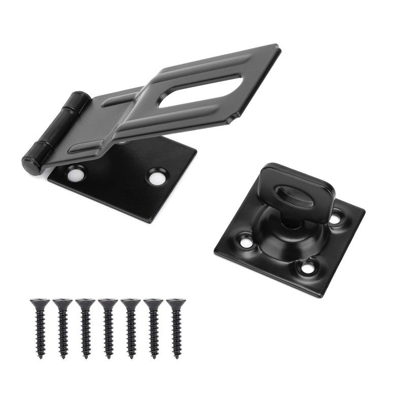 [Australia - AusPower] - SANKINS 4-1/2" Swivel Staple Safety Hasps, Gate Door Hasp Latches Safety Packlock Clasp Locking with Twist Knob for Fence, Gate, Cabinet, Black 1 