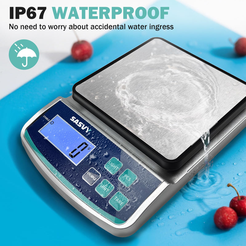 [Australia - AusPower] - Digital Lab Scale 15kg x 1g oz/lb/g/kg Precision Electronic Scientific Scale Analytical Balance for Laboratory Jewelry Kitchen Includes Rechargeable Battery 15kg 1g 