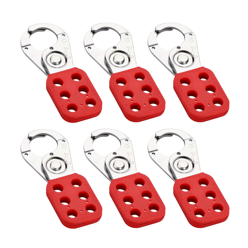 [Australia - AusPower] - Lock Out Tag Out Hasp, 6 Pcs Red Lockout Hasp, Tamper-Proof and Impact-Resistant Loto Hasp with 6 Holes Interlock 6pcs Lockout Hasp 