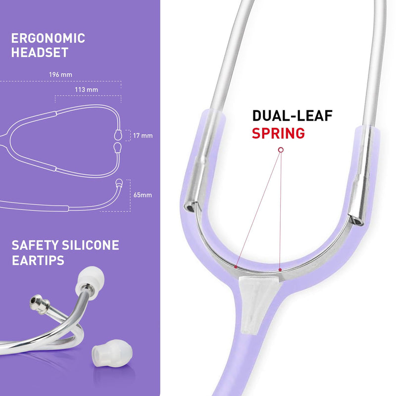[Australia - AusPower] - SCIAN Stethoscope Dual Head for Nurses,Doctors,Med Students, Classic Stainless Steel Stethoscope Home Diagnostics Medical Supplies with Carrying Bag, Pearlescent Purple 