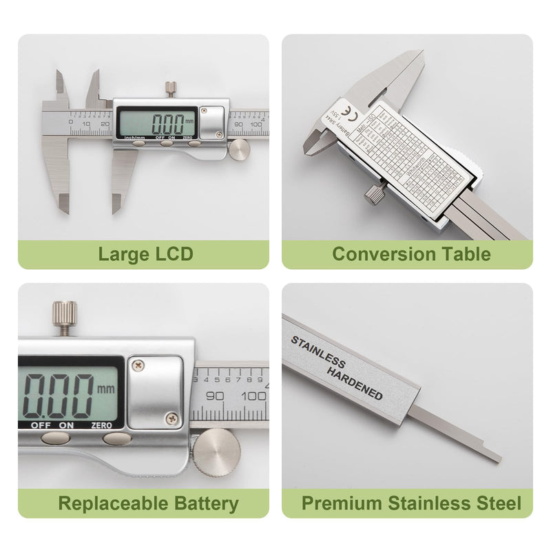 [Australia - AusPower] - All-Metal Digital Caliper 0-12" Measuring Tool, Micrometer Caliper with Auto-Off Feature, Interchangeable Between inches and millimeters for DIY/Household and 3D Printing HKZ300 