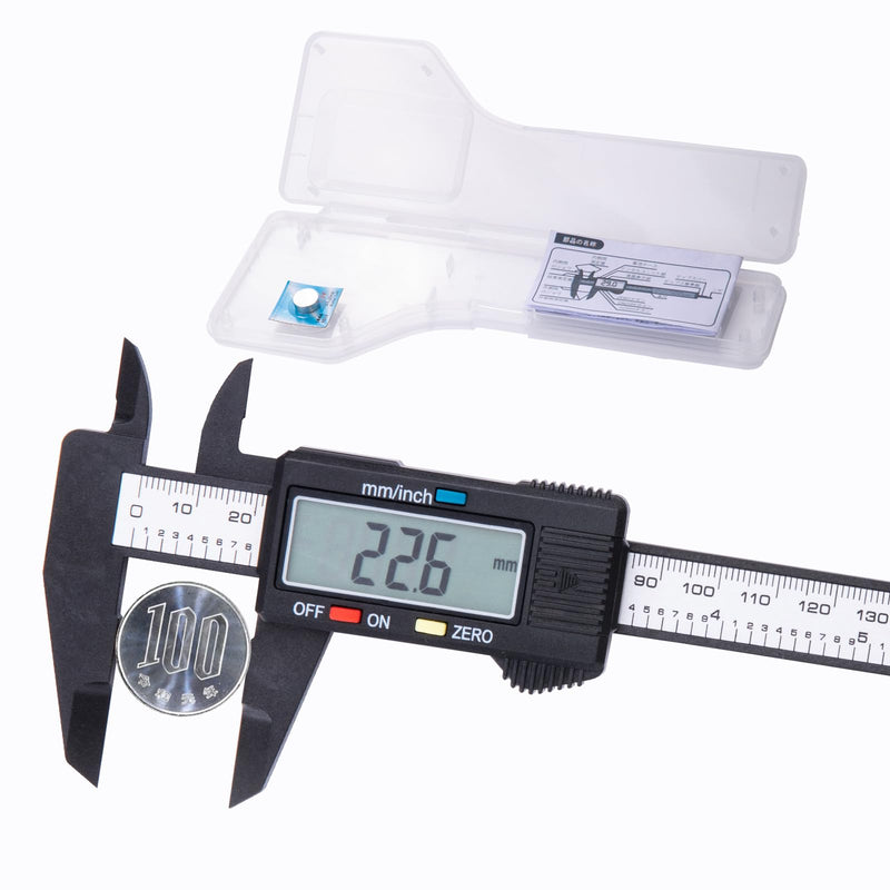[Australia - AusPower] - Digital Caliper 0-6"Measuring Tool, Micrometer Caliper with Auto-Off Feature, Interchangeable between inches and millimeters for jewelry measurement and 3D printing 6" Plastic 
