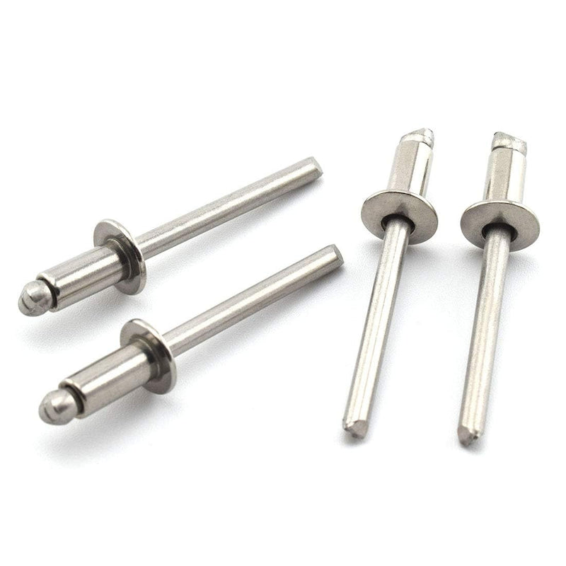 [Australia - AusPower] - SDTC Tech Stainless Steel Blind Rivets 3/16" x 3/8" (6-4) Open End Type Pop Rivet Grip Range 3/16-1/4 inch (50 pack) 6-4 50pack 