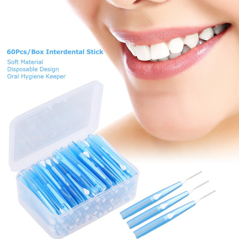 [Australia - AusPower] - Interdental Slim Brush Anself 60Pcs Dental Floss Picks Refill Inter-Dental Brush Teeth Stick Toothpick Flosser for Oral Deep Clean Health Care 