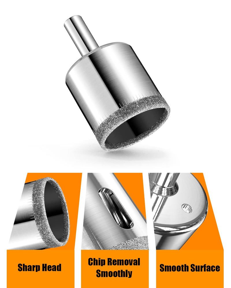 [Australia - AusPower] - Diamond Drill Bits Set, 10 PCS Diamond Hole Saw Set, Glass Drill Bit for Ceramic Tile Porcelain Marble Granite Stone Bottles 10 PCS(1/4"-1 1/5") 