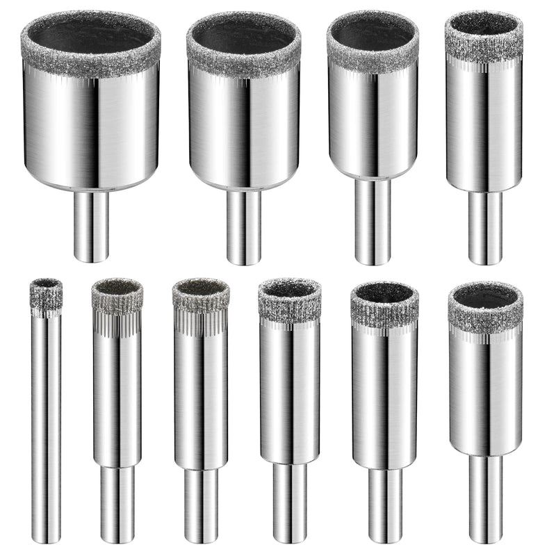 [Australia - AusPower] - Diamond Drill Bits Set, 10 PCS Diamond Hole Saw Set, Glass Drill Bit for Ceramic Tile Porcelain Marble Granite Stone Bottles 10 PCS(1/4"-1 1/5") 