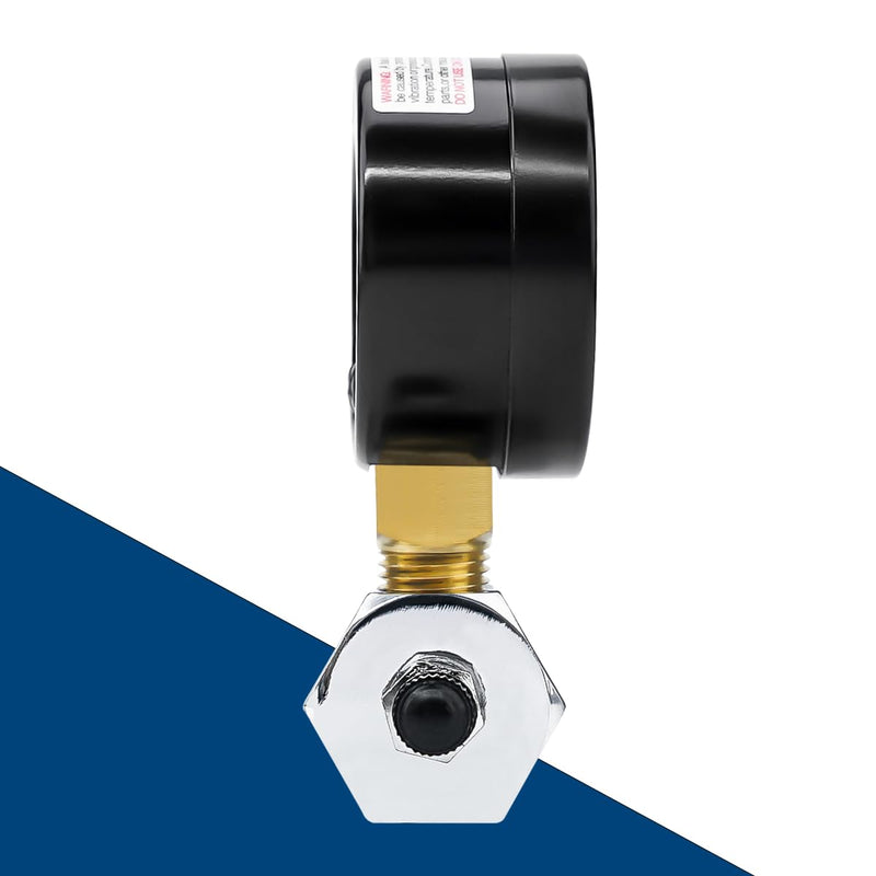 [Australia - AusPower] - 0-100 Psi Gas Pressure Test Gauge, 2" Dial Size, 3/4" FNPT Connection, Brass Valve, Chrome Plated Steel Body Assembly 0-100 psi 