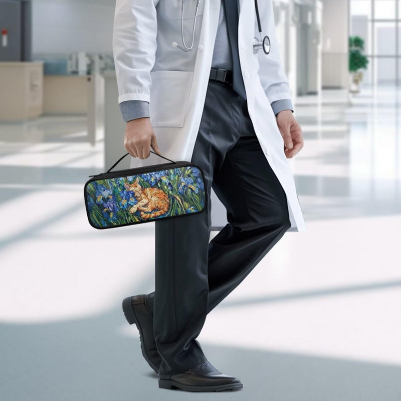 [Australia - AusPower] - Van Gogh Cat Stethoscope Case Large Protective Stethoscope Casewith Handle Shockproof Hard Organizer Storage Bag Medical Assistant Accessories Van Gogh Cat 