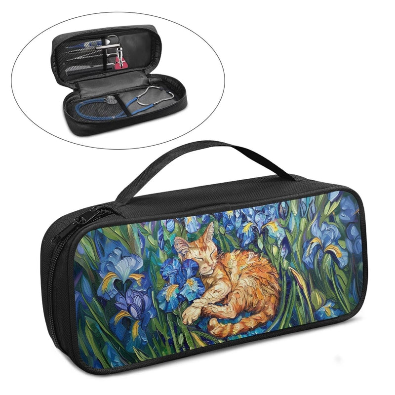 [Australia - AusPower] - Van Gogh Cat Stethoscope Case Large Protective Stethoscope Casewith Handle Shockproof Hard Organizer Storage Bag Medical Assistant Accessories Van Gogh Cat 