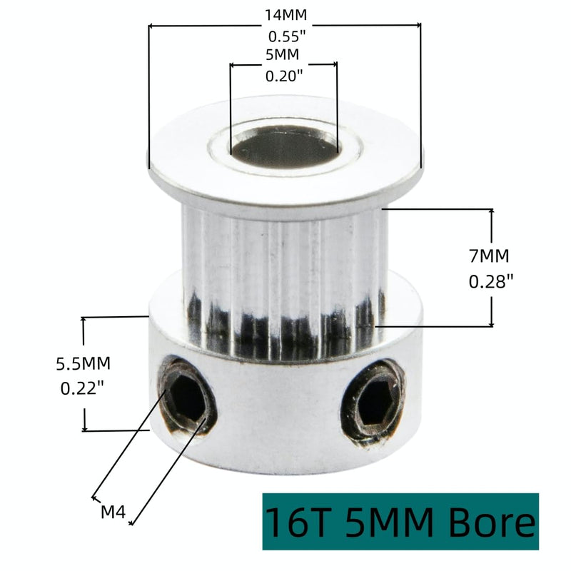 [Australia - AusPower] - GT2 Timing Pulleys 16 Teeth 5mm Bore 6mm Width for 3D Printer 2mm Pitch Aluminum Timing Belt Pulley Wheel with Allen Wrench (Pack of 5Pcs) 6mm Belt 16T 5MM Bore 