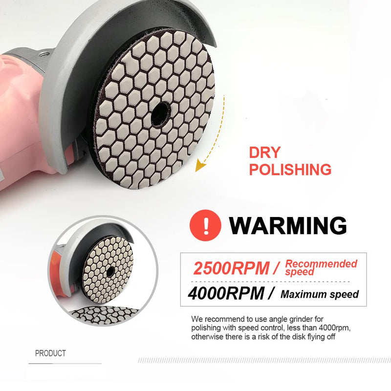 [Australia - AusPower] - SHDIATOOL Dry Diamond Polishing Disc, Pack of 7, Grit 50 for Granite, Stone, Concrete, Marble, Diameter 4 Inches/100 mm Streugut 50 