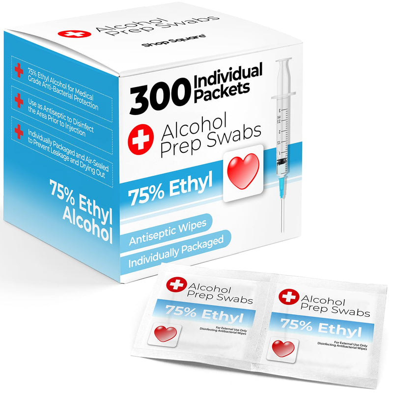 [Australia - AusPower] - Alcohol Wipes Individually Wrapped - 300 Pack Isopropyl Alcohol Wipes, Alcohol Prep Pads, Great for Home, Medical and First Aid Kits, Individually Wrapped Swabs 