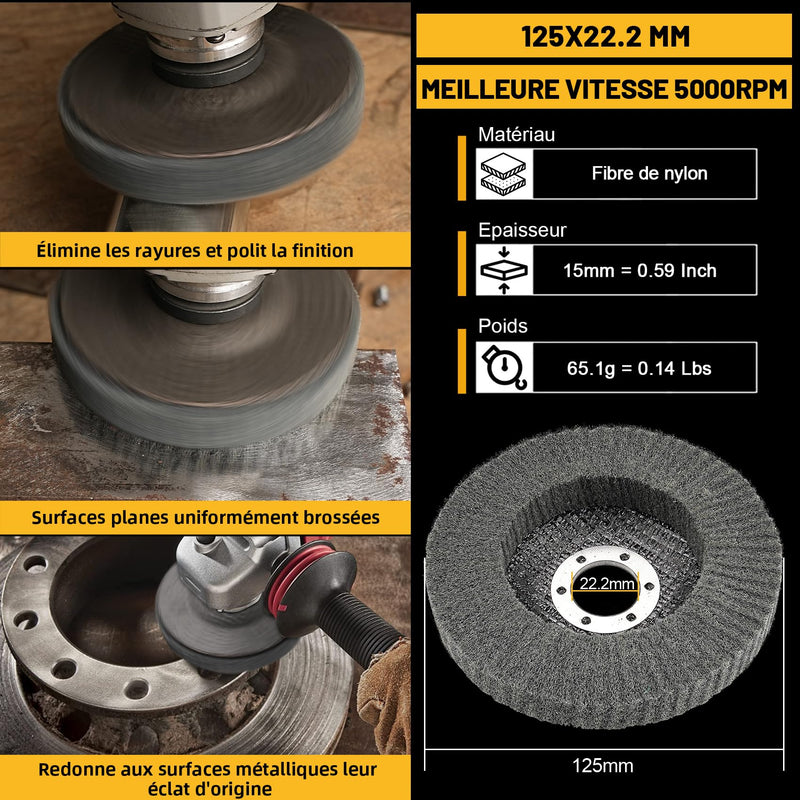 [Australia - AusPower] - SI FANG 12.5 x 2.2cm Nylon Fiber Slat Disc 6 Pack Grit 600 Polishing Wheel for Angle Grinder for Cleaning, Cleaning and Polishing 
