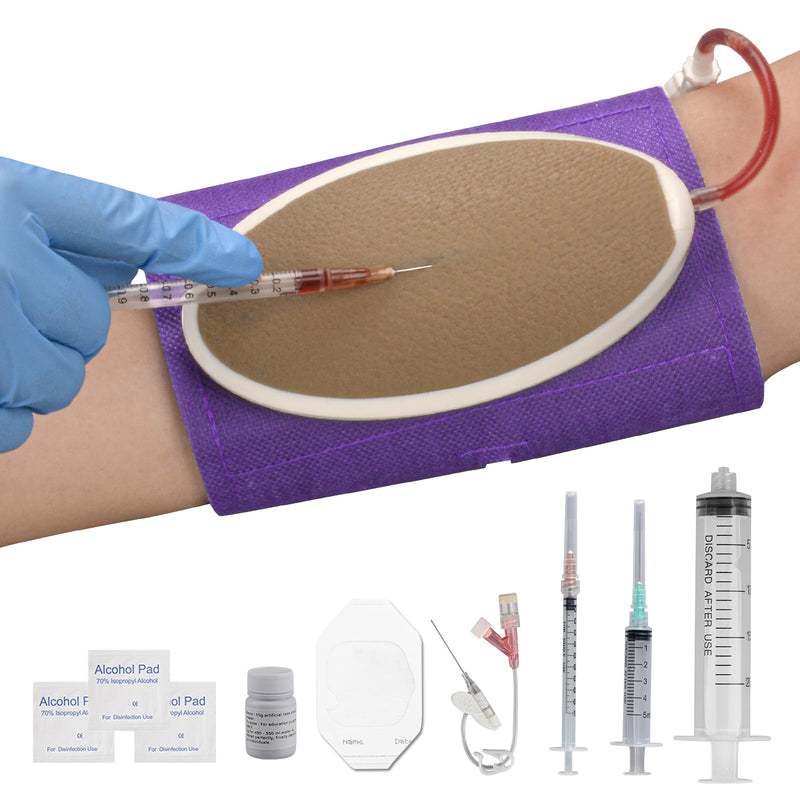 [Australia - AusPower] - SimCoach Phlebotomy and Venipuncture Practice Kit, Wearable IV Practice Kit with Needles, IV Injection/Insertion Practice Kit for Medical Students, Brown 