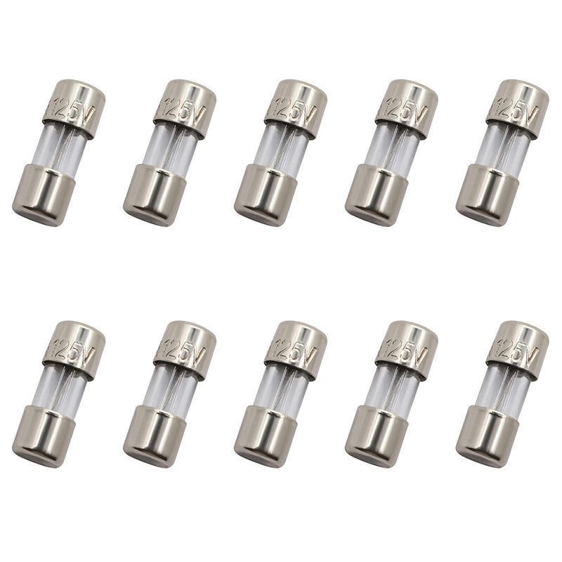 [Australia - AusPower] - 10 Pack F5AL Fast-Blow Mini Fuse 5A 5amp 125V Glass Fuses 0.14 x 0.39 inch / 3.6 x 10 mm (125Volt) (F5A) 